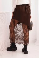 Spódnica damska wiskozowa z koronką brązowa