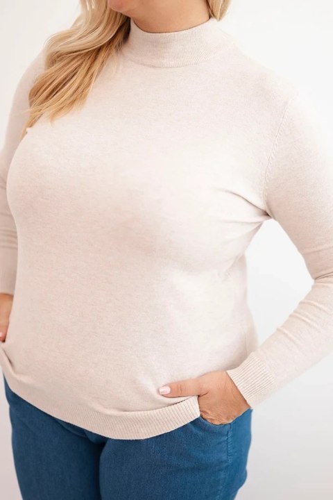 Sweter damski Plus Size z wiskozy z golfem beżowy