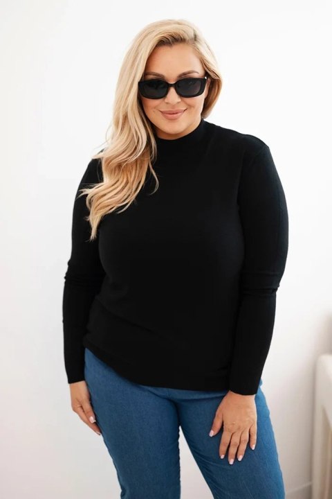 Sweter damski Plus Size z wiskozy z golfem czarny