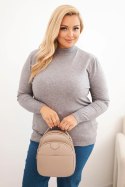 Sweter damski Plus Size z wiskozy z golfem szary