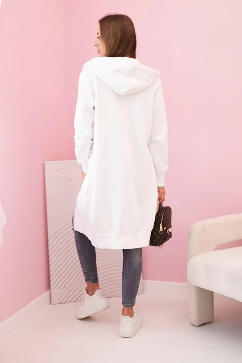 Bluza damska ocieplana z kapturem i zamkiem ecru