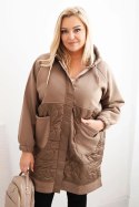 Bluza damska pikowana Plus Size z kapturem i dużymi kieszeniami fango