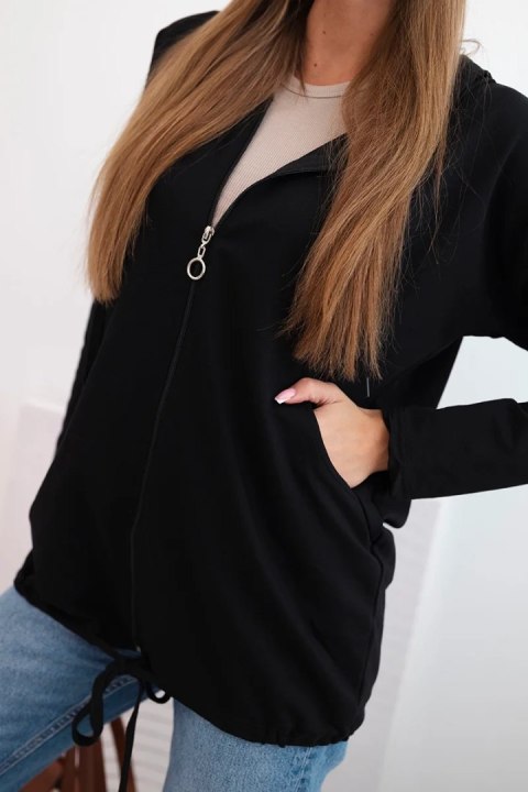 Bluza damska z kapturem i troczkiem na dole czarna