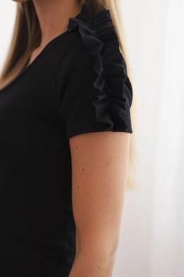 Bluzka damska bawełniana na jedno ramię z falbanką czarna