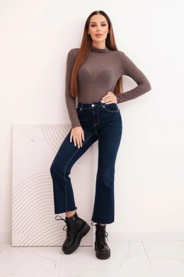 Bluzka damska z kaszmiru z golfem i długim rękawem mocca