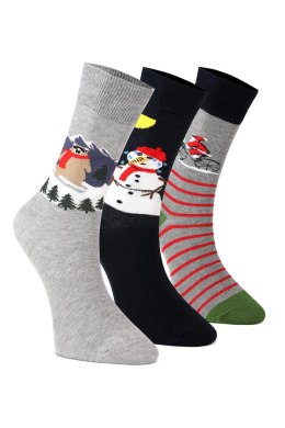 Skarpetki unisex świąteczne na prezent - zestaw 3 par mix kolorów