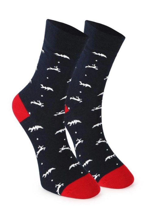 Skarpetki unisex świąteczne w pudełku - zestaw 2 par z reniferami i napisem Ho Ho