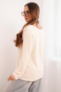 Sweter damski z wełną z dekoltem V ecru