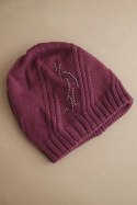 Czapka damska zimowa z wełną o luźnym kroju K442 fioletowa