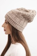 Czapka z polarem Marta K231 ciemno beżowa