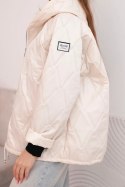 Kurtka damska wiosenna pikowana z kapturem i zamkiem beżowa