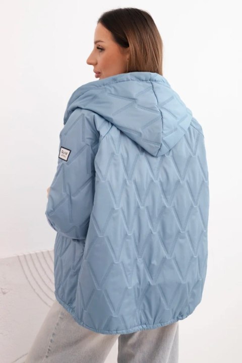 Kurtka damska wiosenna pikowana z kapturem i zamkiem jeansowa