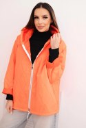 Kurtka damska wiosenna pikowana z kapturem i zamkiem pomarańczowa