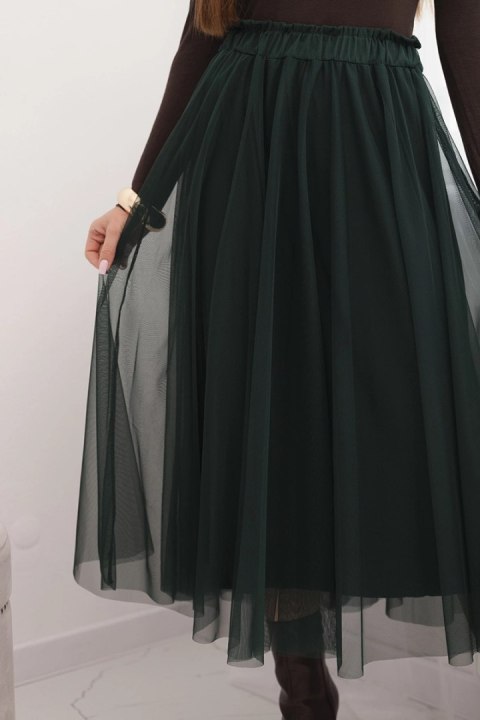 Spódnica damska tiulowa z podszewką z wiskozy zielona