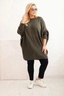 Sweter damski Plus Size z moherem ponczo khaki