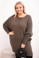 Sweter damski Plus Size z moherem ponczo mocca