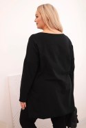 Bluzka damska Plus Size asymetryczna z długim rękawem czarna