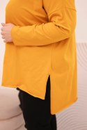 Bluzka damska Plus Size asymetryczna z długim rękawem musztardowa