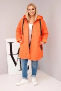 Kurtka damska Plus Size pikowana z kapturem i napisem HOPE pomarańczowa