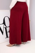 Spodnie damskie bawełniane Plus Size o szerokiej nogawce i luźnym kroju bordowe