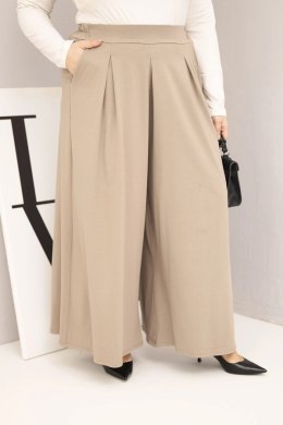 Spodnie damskie bawełniane Plus Size o szerokiej nogawce i luźnym kroju fango