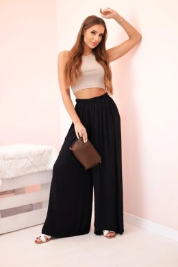 Spodnie damskie wiskozowe szerokie z gumką w pasie czarne