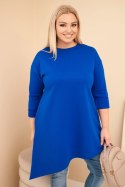 Sukienka damska Plus Size z wiskozy z luźnym fasonem i długim rękawem chabrowa