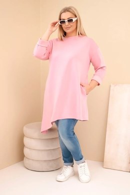 Sukienka damska Plus Size z wiskozy z luźnym fasonem i długim rękawem ciemny pudrowy róż