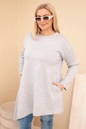 Sukienka damska Plus Size z wiskozy z luźnym fasonem i długim rękawem szara