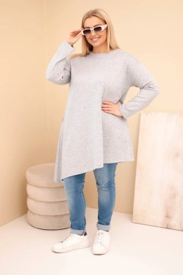 Sukienka damska Plus Size z wiskozy z luźnym fasonem i długim rękawem szara