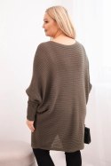 Sweter damski Plus Size z moherem ponczo mocca