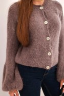 Sweter damski z moherem zapinany na guziki z bufiastym rękawem fango