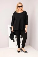Tunika damska Plus Size bawełniana o asymetrycznym kroju czarna