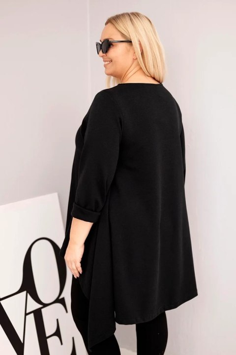 Tunika damska Plus Size bawełniana o asymetrycznym kroju czarna