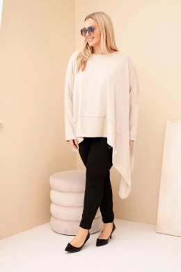 Tunika damska Plus Size z bawełny z asymetrycznym dołem beżowa