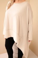 Tunika damska Plus Size z bawełny z asymetrycznym dołem beżowa