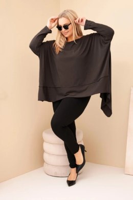 Tunika damska Plus Size z bawełny z asymetrycznym dołem brązowa