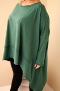 Tunika damska Plus Size z bawełny z asymetrycznym dołem ciemno zielona