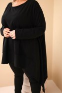 Tunika damska Plus Size z bawełny z asymetrycznym dołem czarna