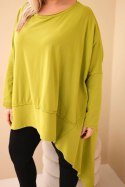Tunika damska Plus Size z bawełny z asymetrycznym dołem pistacjowa