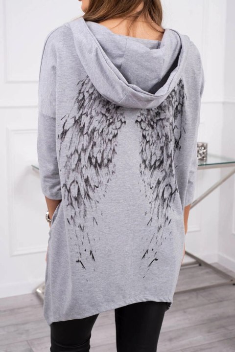 Bluza z nadrukiem skrzydeł szara
