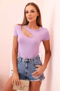 Body damskie wiskozowe z krótkim rękawem fioletowa