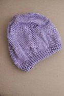 Czapka damska zimowa z uszkami i prążkowanym splotem K440 fioletowa