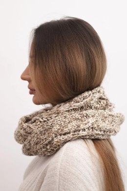 Komin damski wełniany melanżowy gruby otulacz na zimę KN24 ciemno beżowy