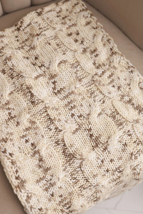 Komin damski wełniany melanżowy gruby otulacz na zimę KN24 jasno beżowy