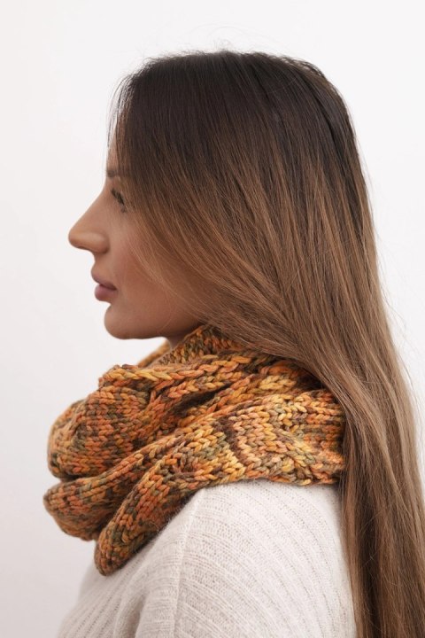 Komin damski wełniany melanżowy gruby otulacz na zimę KN24 musztardowy