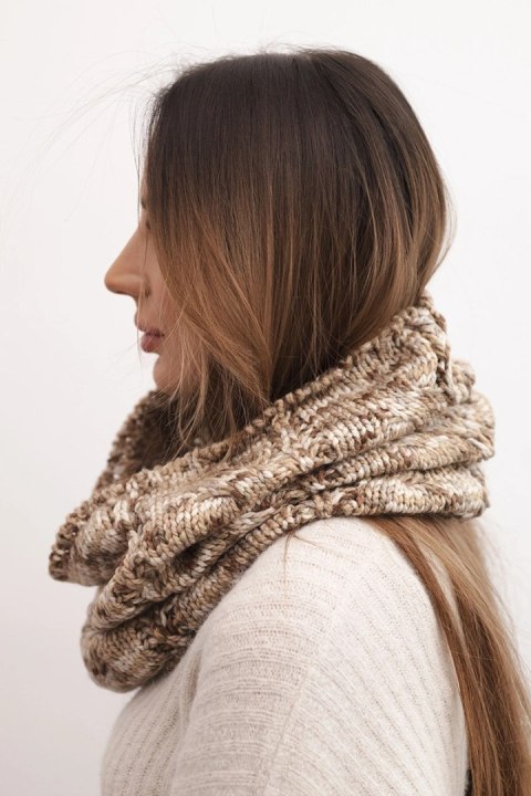 Komin damski wełniany miękki zimowy KN25 camelowy