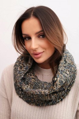 Komin damski wełniany miękki zimowy KN25 jeansowy+khaki