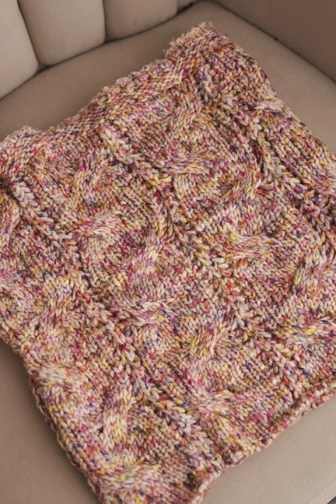 Komin damski wełniany miękki zimowy KN25 różowy+żółty