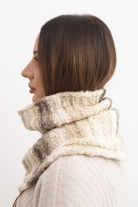 Komin damski wełniany miękki otulacz golf zimowy KN21 beżowy